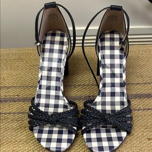 Draper James Navy and White Checkered Heels